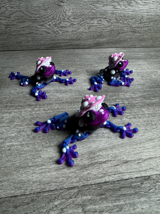 Galaxy Mushroom Frog | Flexible Fidget Toy | Cute Frog Gift & Desk Decor