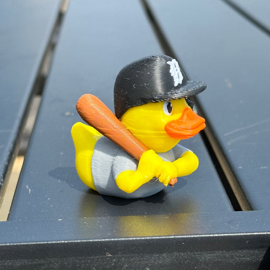 Detroit Baseball Duck with Bat & Helmet – Fan Gift for Tigers Lovers