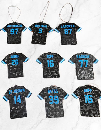 Detroit Lions Jersey Ornament – Custom Football Fan Christmas Decoration, Sports Team Holiday Decor