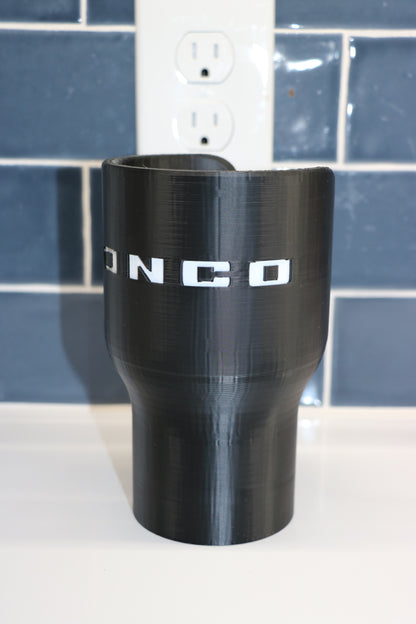 Bronco 3D printed water bottle cup holder fits Nalgene Hydro Flask, perfect Jeep off-road accessory and gift idea.