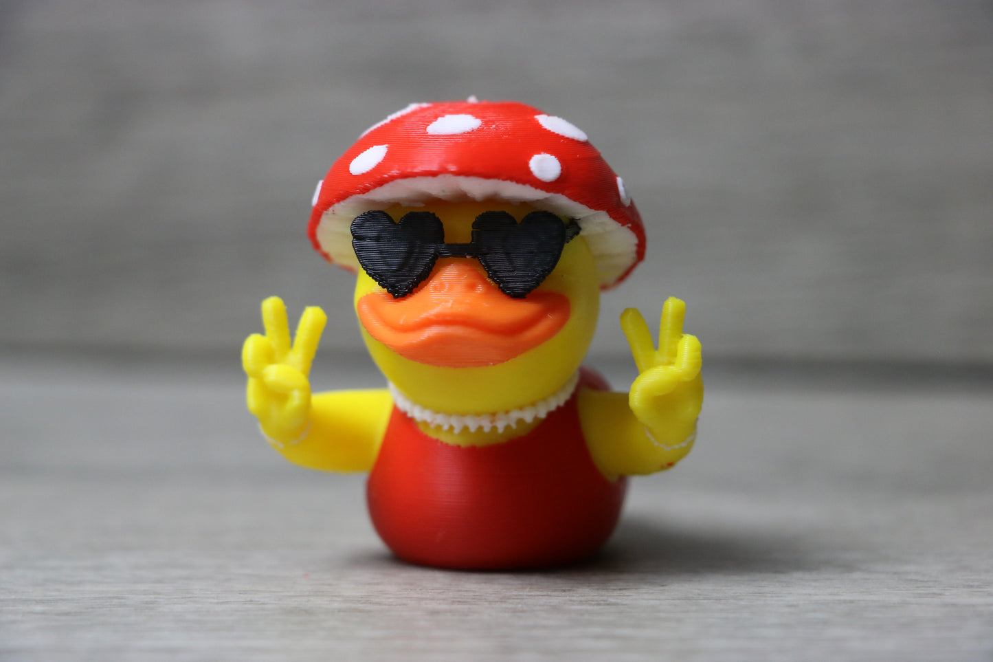 Mushroom Duck with Heart Glasses – Cottagecore, Hippie Gift, Jeep Duck Accessory