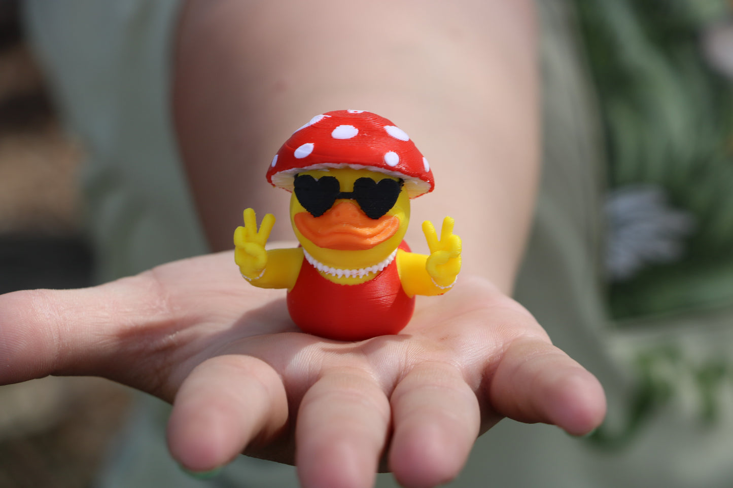 Mushroom Duck with Heart Glasses – Cottagecore, Hippie Gift, Jeep Duck Accessory