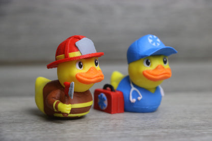Firefighter Duck Figurine – Jeep Ducking Gift for First Responders & Collectors