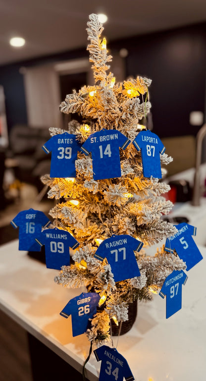 Detroit Lions Jersey Ornament – Custom Football Fan Christmas Decoration, Sports Team Holiday Decor