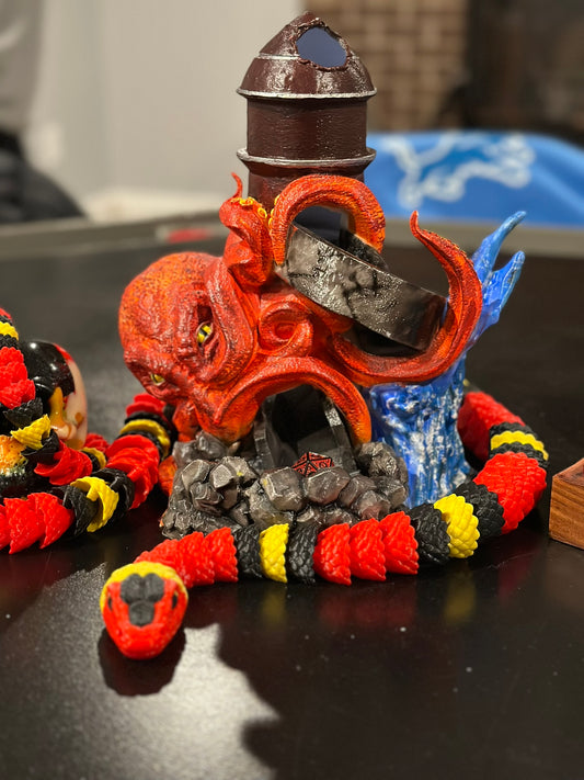 Kraken Dice Tower – 3D Printed, Hand-Painted, and Perfect for Tabletop RPGs! 🎲🐙
